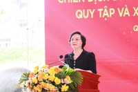 Deputy Prime Minister Pham Thi Thanh Tra speaks at the ceremony to launch a nationwide 500-day campaign on the search, recovery, and identification of fallen soldiers’ remains. (Photo: VNA)