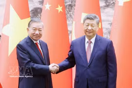 General Secretary of the Communist Party of China (CPC) Central Committee and President Xi Jinping (R) welcomes General Secretary of the Communist Party of Vietnam (CPV) Central Committee and State President To Lam (Photo: VNA)