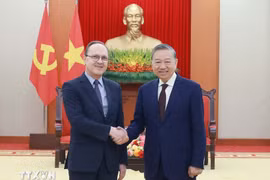 Party General Secretary To Lam (R) receives Russian Ambassador to Vietnam Gennady Bezdetko (Photo: VNA)