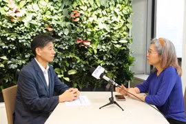 Chairman of the Korea – Vietnam Economic and Cultural Association Kwon Seong Taek in an interview with the Vietnam News Agency's correspondent in the Republic of Korea. (Photo: VNA)