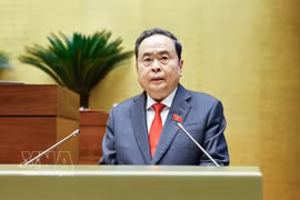 Chairman of the 15th National Assembly Tran Tranh Man delivers the opening remarks at the first session of the 16th National Assembly. (Photo: VNA)