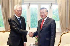 Party General Secretary To Lam (R) meets former Prime Minister Lee Hsien Loong (Photo: VNA)