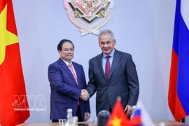 Prime Minister Pham Minh Chinh (L) meets with Secretary of the Security Council of the Russian Federation Sergey Shoigu. (Photo: VNA)