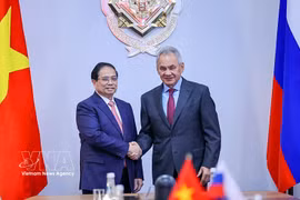 Prime Minister Pham Minh Chinh (L) meets with Secretary of the Security Council of the Russian Federation Sergey Shoigu. (Photo: VNA)