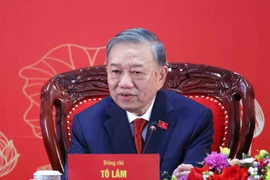 Party General Secretary To Lam at the international press conference to announce the outcomes of the 14th Party Central Committee (Photo: VNA)