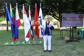 Vietnamese Ambassador to Israel Ly Duc Trung speaks at the event celebrating ASEAN's 58th founding anniversary. (Photo: VNA)
