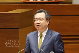 Politburo member, Secretary of the Party Central Committee, and Chairman of its Commission for Policies and Strategies Nguyen Thanh Nghi speaks at the national conference. (Photo: VNA)