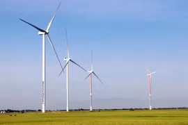 Wind turbines of the Hanbaram wind power project in Khanh Hoa province (Photo: VNA)