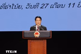 State President Luong Cuong speaks at the ceremony celebrating the 50th National Day of Laos (December 2, 1975-2025), and commemorating the 105th birth anniversary of late Lao President Kaysone Phomvihane (December 13, 1920-2025) on November 27. (Photo: VNA)