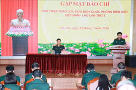 At the press briefing to introduce the third Vietnam – Laos Border Defence Friendship Exchange. (Photo: VNA)