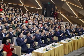 Party General Secretary To Lam (fourth from left) and other delegates attend the “Ho Chi Minh – Journey of Aspiration 2025” programme (Photo: VNA)