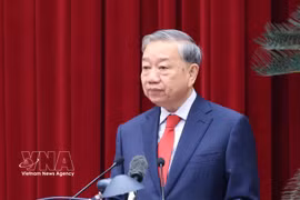 Party General Secretary To Lam speaks at the second meeting of the 14th Party Central Committee. (Photo: VNA)