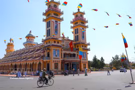 Tay Ninh Cao Dai Holy See, located in Long Hoa ward, Tay Ninh province, is regarded as the spiritual centre of Cao Dai. (Photo: VNA)