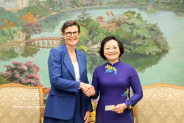 Deputy Prime Minister Pham Thi Thanh Tra (R) receives WHO Representative in Vietnam Angela Pratt (Photo: VNA)