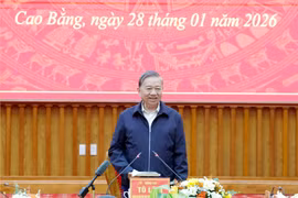 Party General Secretary To Lam speaks at the working session with the Cao Bang provincial Party Committee on January 28. (Photo: VNA)