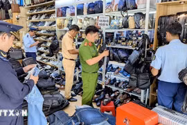 An Giang province's intersectoral inspection team inspects, detects, and seizes a large quantity of goods of unknown origin at a shop. (Photo: VNA)