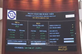 Nearly 540 million VAB shares of VietABank are officially listed and begin trading on the Ho Chi Minh Stock Exchange from July 22, 2025. (Photo: VNA) 