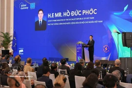 Deputy Prime Minister Ho Duc Phoc speaks at the EU–Vietnam Global Gateway Business and Investment Forum (Photo: VNA)