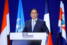 Prime Minister Pham Minh Chinh speaks at the plenary session on ensuring sustainable ocean governance and finance of the Blue Economy and Finance Forum. (Photo: VNA)