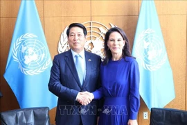 President of the 80th Session of the United Nations General Assembly Annalena Baerbock (R) and Vietnamese President Luong Cuong at the meeting in New York on September 24 (Photo: VNA)