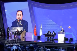 National Assembly Chairman Tran Thanh Man speaks at the general debate of the 152nd Assembly of the Inter-Parliamentary Union in Istanbul on April 16, 2026. (Photo: VNA)