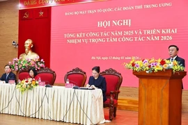 Politburo member and standing member of the Party Central Committee’s Secretariat Tran Cam Tu speaks at the meeting of the Party Organisation of the VFF and central mass organisations (Photo: VNA)