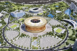 A graphic image of the Olympic sports urban area project in Hanoi.