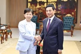 Deputy Prime Minister Phan Van Giang (R) welcomes Izumi Nakamitsu, United Nations Under-Secretary-General and High Representative for Disarmament Affairs. (Photo: VNA)