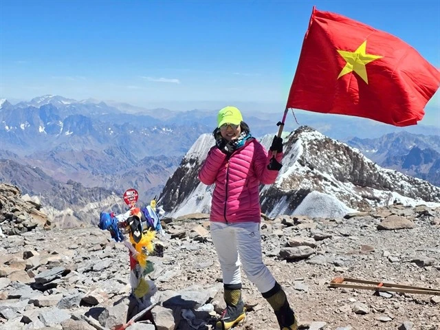 Nguyen Thi Thanh Binh at the top of Aconcagua. — Photos courtesy of Binh