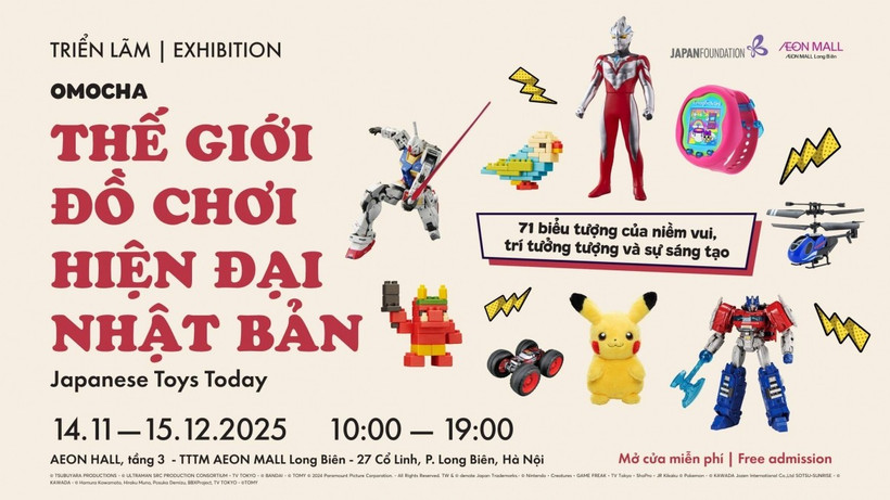 “OMOCHA: Japanese Toys Today” exhibition will be held at AEON Mall Long Bien, Hanoi, from November 14 to December 15. (Source: the organizers)