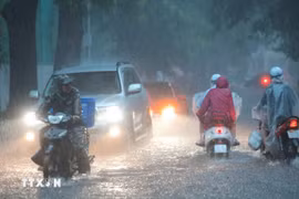 Hang Bai street in Hanoi is flooded in recent heavy rains. (Photo: VNA)