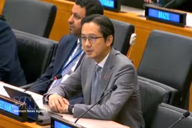 Ambassador Do Hung Viet, Permanent Representative of Vietnam to the UN, speaks at the general debate held by the Economic and Financial Committee (Second Committee) of the 81st session of the United Nations General Assembly in New York on October 14, 2026. (Photo: VNA)