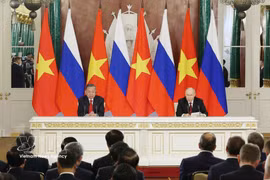 General Secretary of the Communist Party of Vietnam Central Committee and President To Lam and Russian President Vladimir Putin at the joint press conference in Moscow on September 9, 2026 (Photo: VNA)