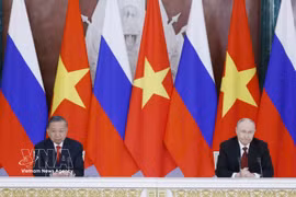 General Secretary of the Communist Party of Vietnam Central Committee and President To Lam and Russian President Vladimir Putin at the joint press conference in Moscow on September 9, 2026 (Photo: VNA)