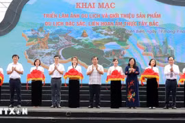 Officials cut the ribbon to kick off a series of activities of the festival on September 19. (Photo: VNA)