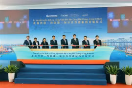 Delegates mark the launch of the new shipping route on February 18. (Photo: VNA)