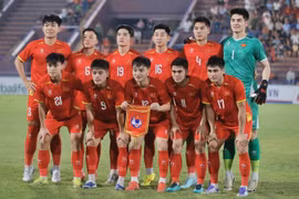 The Vietnamese team in the match against Yemen at Viet Tri Stadium in Phu Tho province on September 9. (Photo: VNA)
