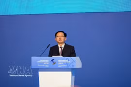 Deputy Prime Minister Ho Quoc Dung addresses the plenary session of the Eurasian Economic Forum in Astana, Kazakhstan, on May 28. (Photo: VNA)