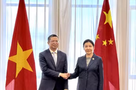 Vietnamese Ambassador to China Pham Thanh Binh (left) pays a courtesy call to Chinese Minister of Justice He Rong on March 19. (Source: VNA)