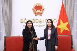 Deputy Minister of Foreign Affairs Nguyen Minh Hang (right) meets with US Deputy Assistant Secretary of Commerce for Asia and Acting Executive Director of SelectUSA Kelly Coldiron in Hanoi on October 15, 2026. (Photo: baoquocte.vn)