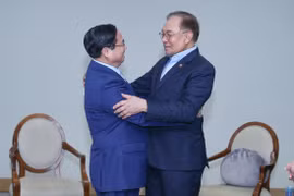 Prime Minister Pham Minh Chinh (left) meets with his Malaysian counterpart Anwar Ibrahim in Rio de Janeiro on July 6. (Photo: VNA)