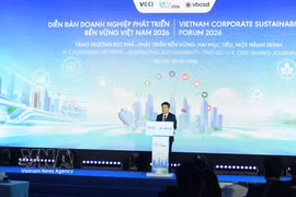 VCCI Chairman Ho Sy Hung speaks at the Vietnam Corporate Sustainability Forum (VCSF) 2026 in Hanoi on October 5, 2026. (Photo: VNA)