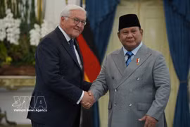 Indonesian President Prabowo Subianto (right) meets with German President Frank-Walter Steinmeier in Jakarta on June 15. (Photo published by VNA)