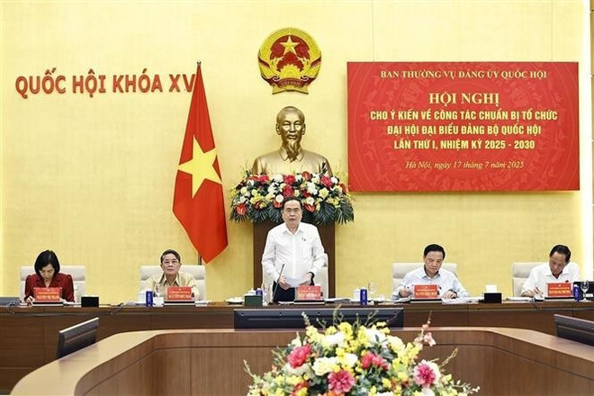 NA Chairman Tran Thanh Man speaks at the conference (Photo: VNA) na-chairman-urges-integrity-objectivity-in-party-personnel-nomination.jpg