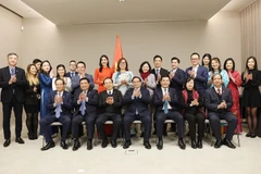 Prime Minister Pham Minh Chinh (centre, front row) and members of the Vietnam Innovation Network in Europe. (Photo: VNA)