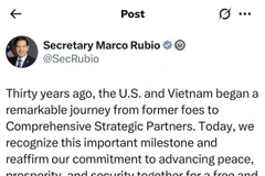 US Secretary of State Marco Rubio's post on X social network. (Photo: VNA)