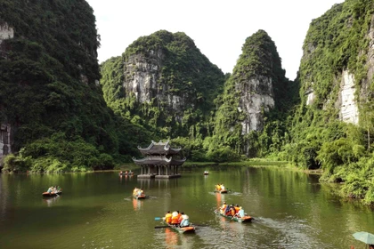 The Trang An Scenic Landscape Complex is a major attraction for visitors to Ninh Binh. (Photo: VNA)