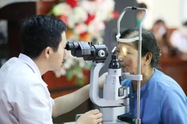 Eye check-up for an elderly woman. (Photo: VNA)