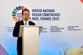 Indonesian Minister of Maritime Affairs and Fisheries Sakti Wahyu Trenggono atUNOC-3 at Port Lympia, Nice, France. (Photo: ANTARA)