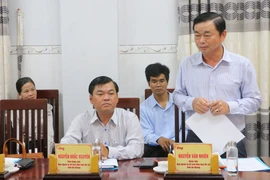 Nguyen Van Nhien, Director of the Oc Eo Cultural Relic Management Board in An Giang province, speaks at the working session. (Photo: VNA)